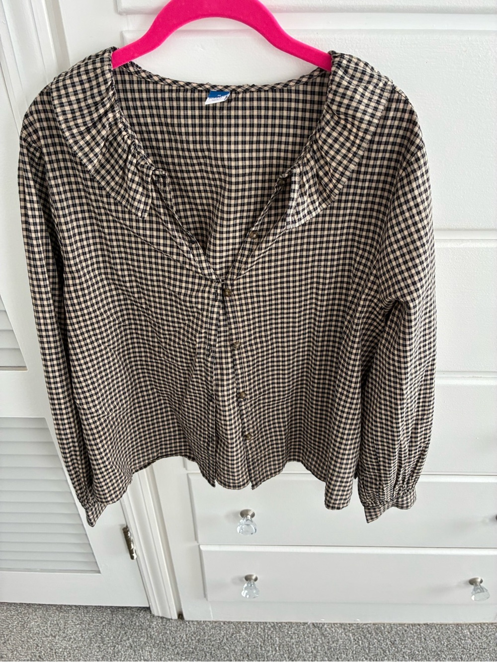 Old Navy Black and Cream Gingham Button-Down Shirt